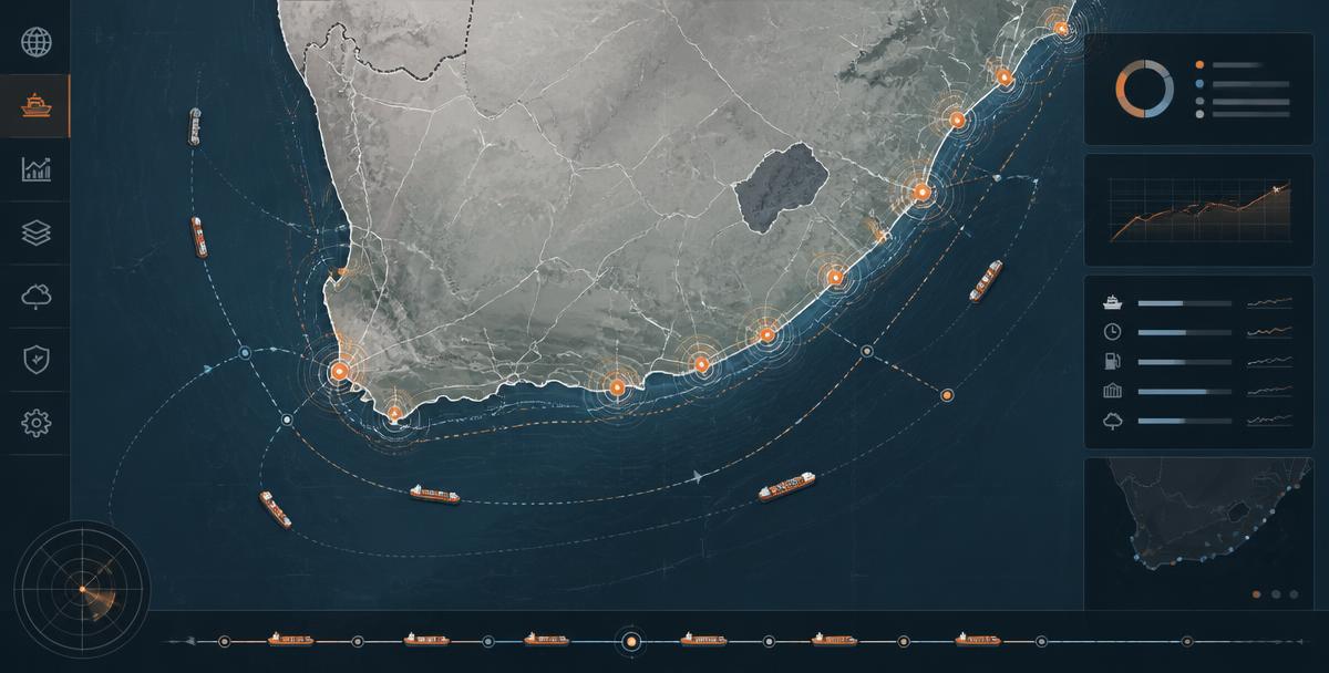 Route visualisation of the South African coastal shipping corridor